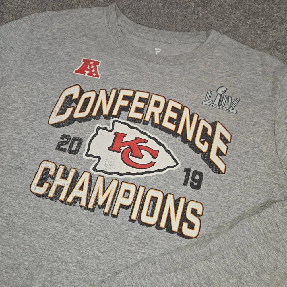 Fanatics Kansas City Chiefs NFL 2019 Conf. Champs Long Sleeve T-shirt Size Large
